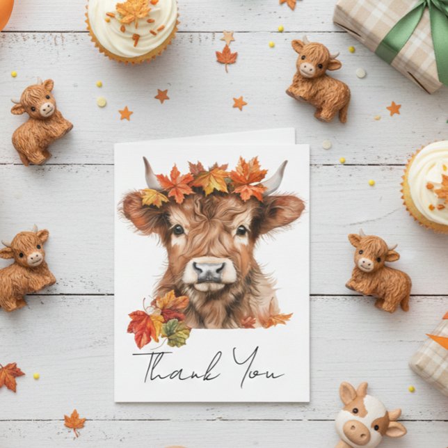 Tarjeta De Agradecimiento Gracias Baby Shower Highland Cow Halloween (Subido por el creador)