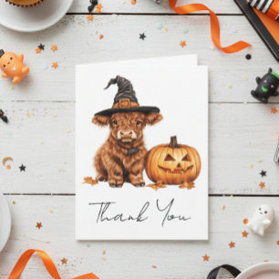 Tarjeta De Agradecimiento Gracias Baby Shower Highland Cow Halloween