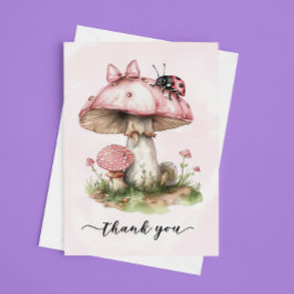 Tarjeta De Agradecimiento Gracias Baby Shower Ladybug Mushroom