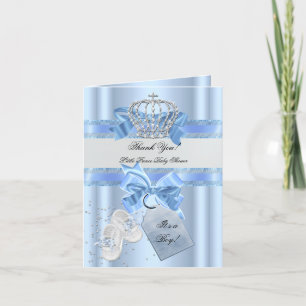 Tarjeta De Agradecimiento Gracias Baby Shower Niño Azul Principito 3a