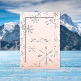 Tarjeta De Agradecimiento Gracias Baby Shower Pink Winter Wonderland