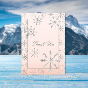 Tarjeta De Agradecimiento Gracias Baby Shower Pink Winter Wonderland