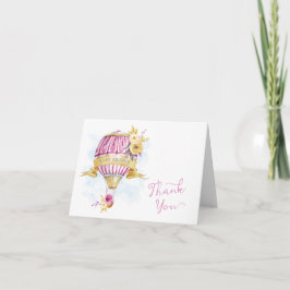 Tarjeta De Agradecimiento Gracias Baby Shower por el globo aerostático Pink 