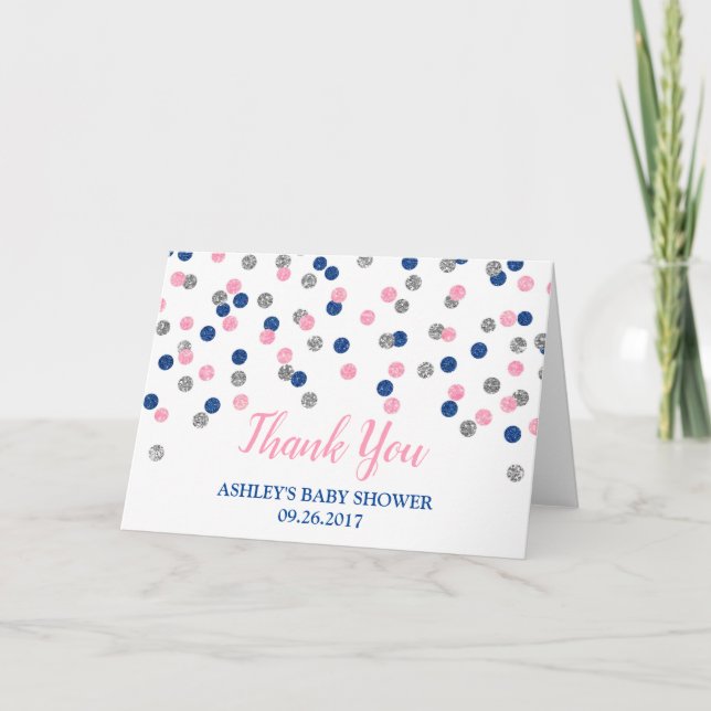 Tarjeta De Agradecimiento Gracias Baby Shower por revelar el género rosado d (Anverso)