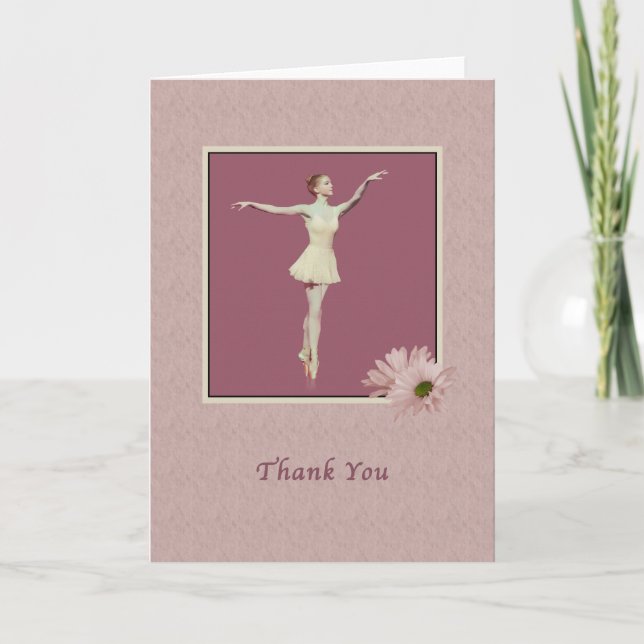 Tarjeta De Agradecimiento Gracias Ballerina en Pointe con Daisies (Anverso)