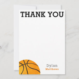 Tarjeta De Agradecimiento Gracias Baloncesto Naranja Deportes Niños