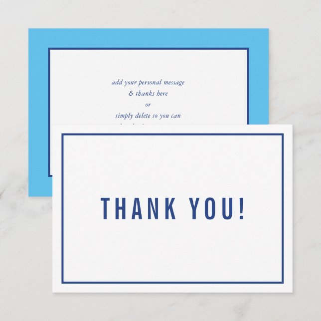 Tarjeta De Agradecimiento GRACIAS BAR MITZVAH azul real simple moderno (Anverso / Reverso)