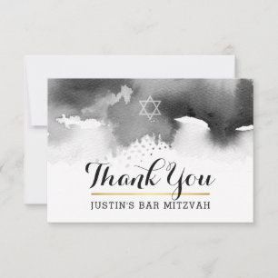 Tarjeta De Agradecimiento GRACIAS BAR MITZVAH color gris estrella moderno