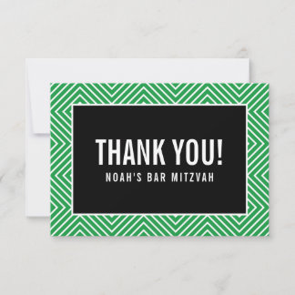 Tarjeta De Agradecimiento GRACIAS BAR MITZVAH geométrico moderno kelly verde