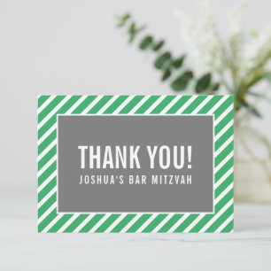 Tarjeta De Agradecimiento GRACIAS BAR MITZVAH niño moderno simple gris verde