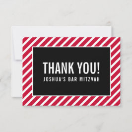 Tarjeta De Agradecimiento GRACIAS BAR MITZVAH niño moderno simple negro rojo