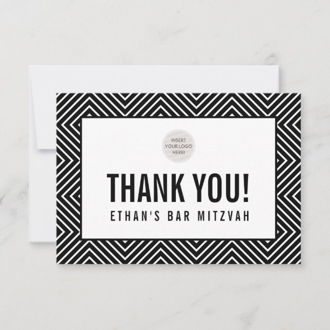 Tarjeta De Agradecimiento GRACIAS BAR MITZVAH rojo geométrico moderno (Anverso)