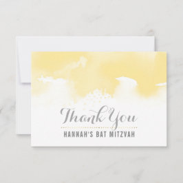 Tarjeta De Agradecimiento GRACIAS BAT MITZVAH acuarela moderna amarilla