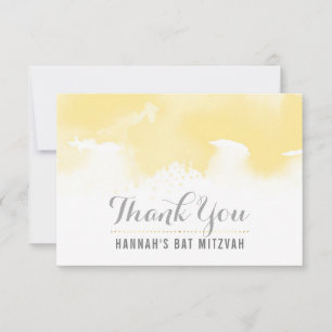 Tarjeta De Agradecimiento GRACIAS BAT MITZVAH acuarela moderna amarilla