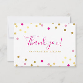 Tarjeta De Agradecimiento GRACIAS BAT MITZVAH lugar de confeti glam dorado r