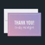 Tarjeta De Agradecimiento GRACIAS BAT MITZVAH moderno gradiente rosa púrpura<br><div class="desc">por kat massard >> https://linktr.ee/simplysweetpaperie <<< Una forma sencilla y elegante de agradecerle a su invitado por asistir a su evento. Configurar como plantilla es sencillo para usted agregar sus propios detalles, o pulsar el botón personalizar y puede añadir o cambiar texto, fuentes, tamaños, etc TIP :: 1. Para cambiar/mover...</div>