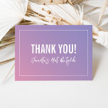 Tarjeta De Agradecimiento GRACIAS BAT MITZVAH moderno gradiente rosa púrpura<br><div class="desc">por kat massard >> https://linktr.ee/simplysweetpaperie <<< Una forma sencilla y elegante de agradecerle a su invitado por asistir a su evento. Configurar como plantilla es sencillo para usted agregar sus propios detalles, o pulsar el botón personalizar y puede añadir o cambiar texto, fuentes, tamaños, etc TIP :: 1. Para cambiar/mover...</div>