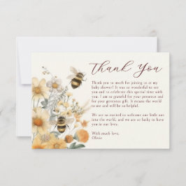Tarjeta De Agradecimiento Gracias Bee Wildflower Floral Baby Shower