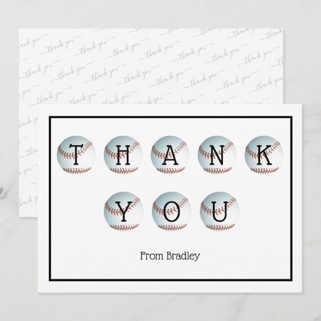 Tarjeta De Agradecimiento Gracias béisbol personalizado (Anverso / Reverso)