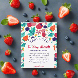 Tarjeta De Agradecimiento Gracias Berry Mucha Fresa Azul Colorante