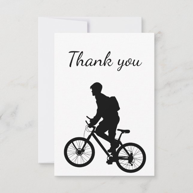 Tarjeta De Agradecimiento Gracias Bicicleta Bicicleta Bicicleta Silhouette (Anverso)