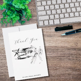 Tarjeta De Agradecimiento Gracias Black and White Travel Photo Wedding 