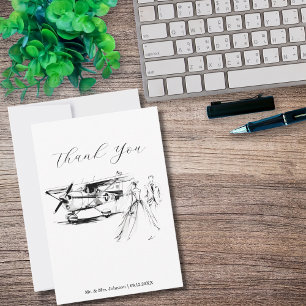 Tarjeta De Agradecimiento Gracias Black and White Travel Photo Wedding