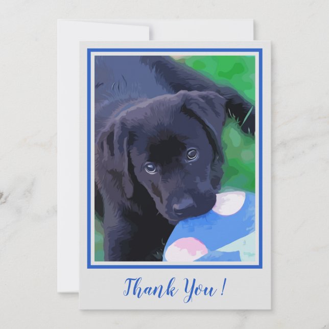 Tarjeta De Agradecimiento Gracias Black Lab Cute Puppy Labrador Perro (Anverso)