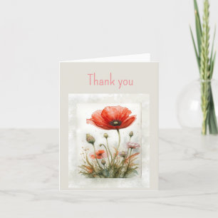 Tarjeta De Agradecimiento Gracias Blank Gracias Red Poppy Garden Flower