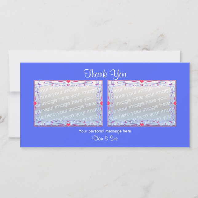 Tarjeta De Agradecimiento Gracias Blue 2 Photos (Anverso)