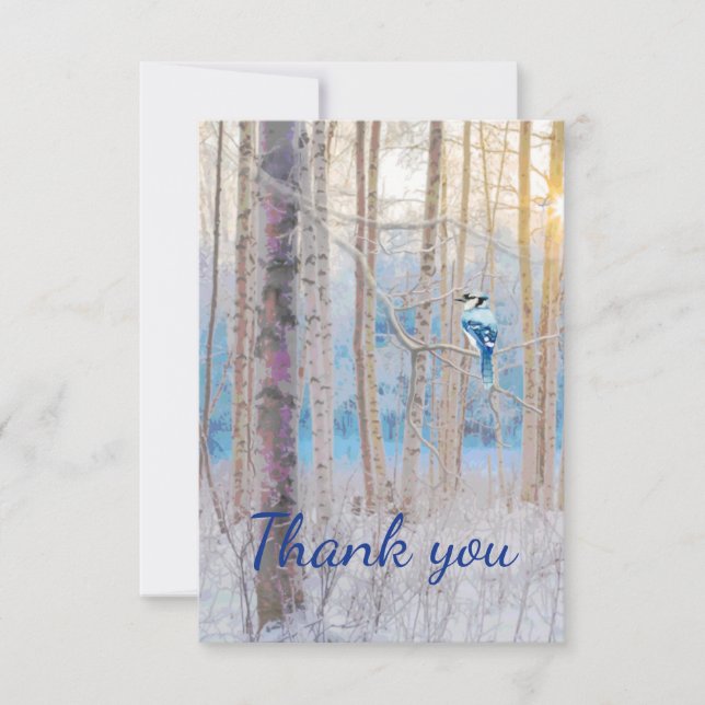 Tarjeta De Agradecimiento Gracias Blue Forest Jay Bird Nature Wildlife Art (Anverso)