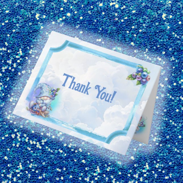 Tarjeta De Agradecimiento Gracias Blueberry Gnome Baby Shower (Subido por el creador)