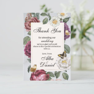 Tarjeta De Agradecimiento Gracias Boda Bloom Floral Flor Mariposa