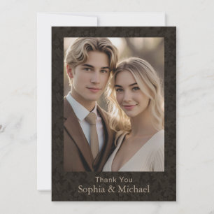 Tarjeta De Agradecimiento Gracias Boda Card Photo Rich Vintage Brown
