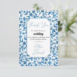 Tarjeta De Agradecimiento Gracias Boda Chintz Blue & White Floral Ditsy