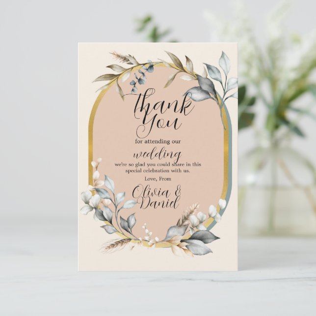 Tarjeta De Agradecimiento Gracias Boda Compromiso Neutros de Algodón (Anverso de pie)