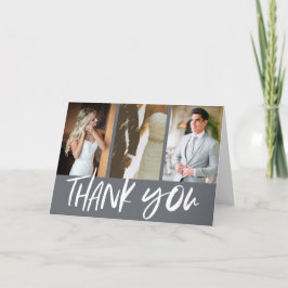 Tarjeta De Agradecimiento Gracias Boda con la mano de la foto gris