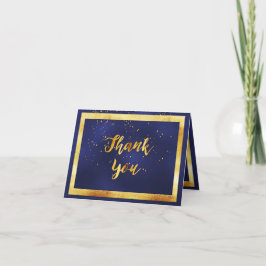 Tarjeta De Agradecimiento Gracias boda confetti de oro azul marino