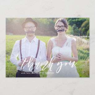 Tarjeta De Agradecimiento Gracias Boda de fotos con guiones con letras blanc