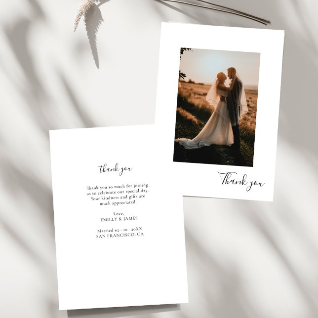 Tarjeta De Agradecimiento Gracias Boda de fotos vertical moderno (Subido por el creador)