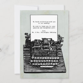 Tarjeta De Agradecimiento Gracias Boda de máquina de escribir retro vintage