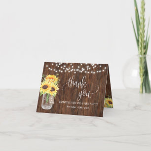 Tarjeta De Agradecimiento Gracias Boda de Novias Sunflowers Country