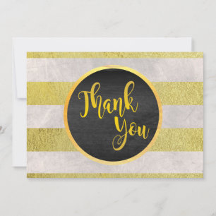 Tarjeta De Agradecimiento Gracias Boda de oro Marble Blanco