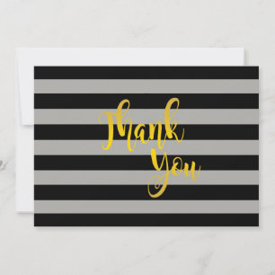 Tarjeta De Agradecimiento Gracias Boda de oro negro a rayas
