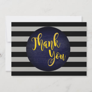 Tarjeta De Agradecimiento Gracias Boda de oro negro a rayas