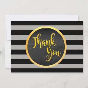 Tarjeta De Agradecimiento Gracias Boda de oro negro a rayas