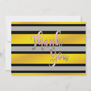 Tarjeta De Agradecimiento Gracias Boda de oro negro a rayas
