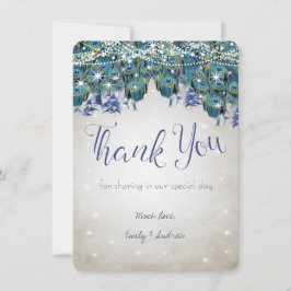 Tarjeta De Agradecimiento Gracias Boda de plata de la Marina de Peacock de L