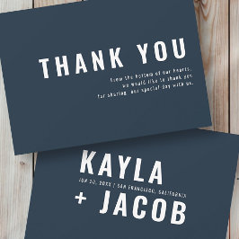 Tarjeta De Agradecimiento Gracias Boda de tipografía moderna y Minimalista