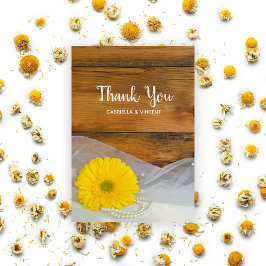 Tarjeta De Agradecimiento Gracias Boda del Bar del País Amarillo Daisy Veil 